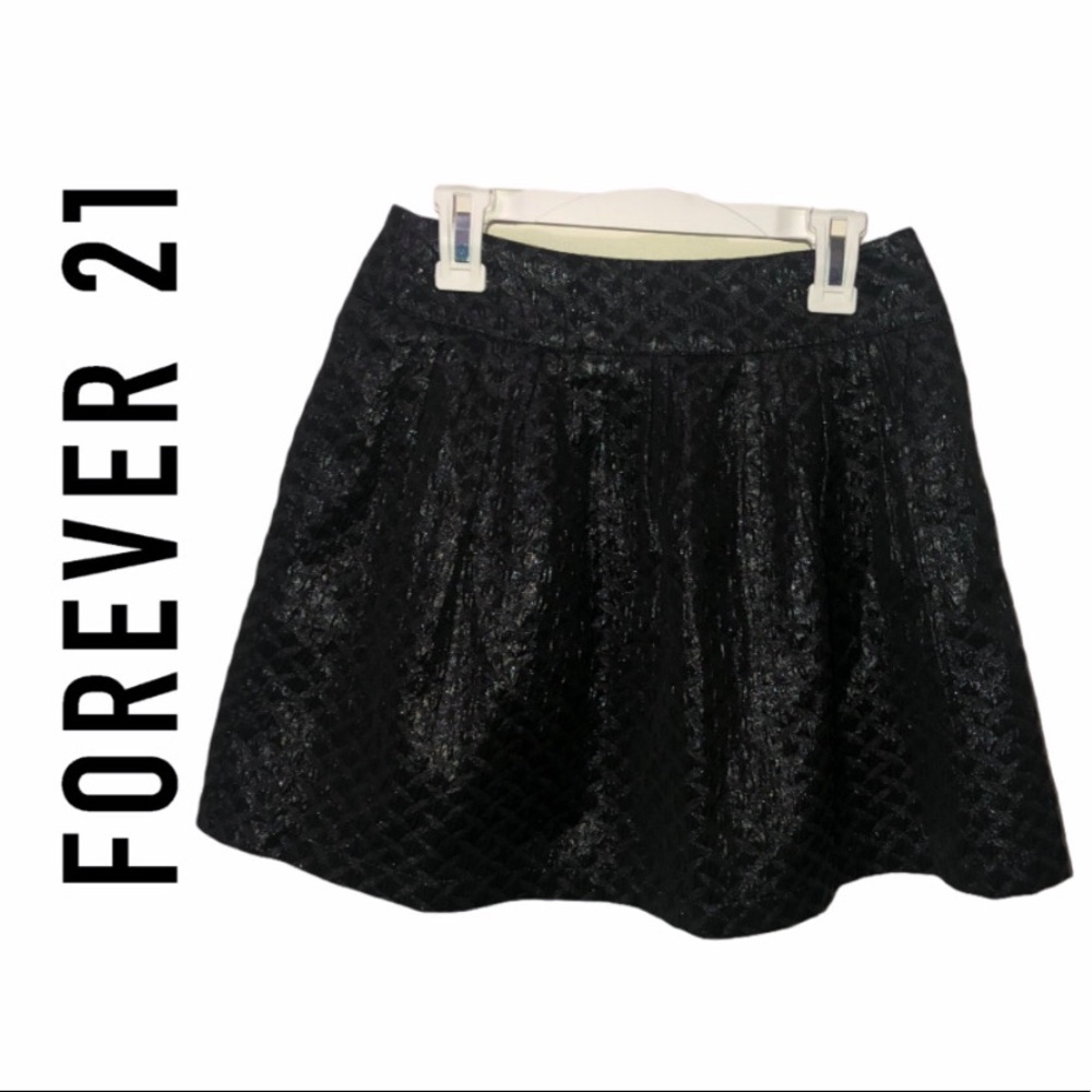 Forever 21 Shimmery Black Textured Circle Skirt